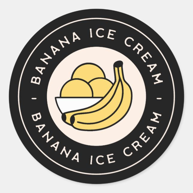 Sticker Rond Banana ice cream flavor (Devant)