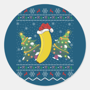 Sticker Rond Banana Lover Noël Cadeau de Noël laid banane Noël