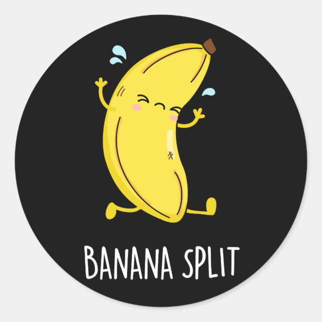 Sticker Rond Banana Split Funny Danser Banana Pun Dark BG (Devant)