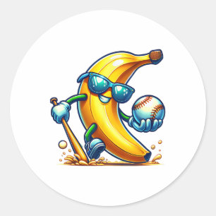 Sticker Rond Banana Sungles Face Funky Fruit Cool Banana Funny
