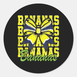 Sticker Rond Bananas Nom de Famille Coquette Nœud Filles Enfant