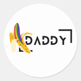 Sticker Rond Banane arc-en-ciel - Papa - Gay pride