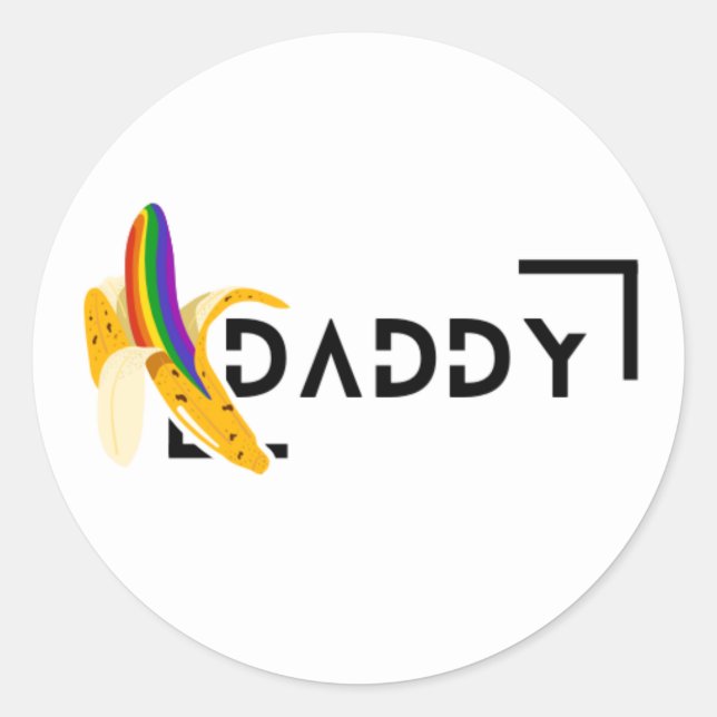 Sticker Rond Banane arc-en-ciel - Papa - Gay pride (Devant)