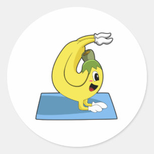 Sticker Rond Banane au Yoga sur tapis de Yoga