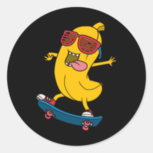 Sticker Rond banane cool jouer skate board