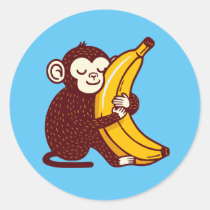 Sticker Rond Banane d'amour de singe