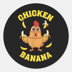 Sticker Rond Banane de poulet amusant