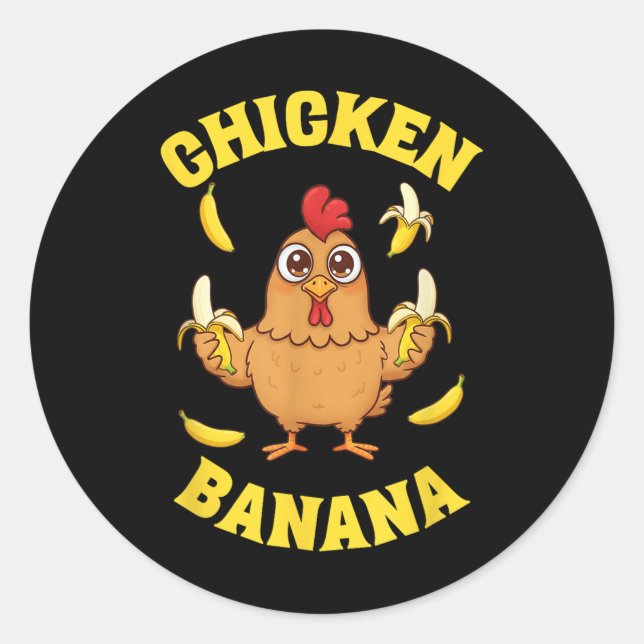 Sticker Rond Banane de poulet amusant (Devant)