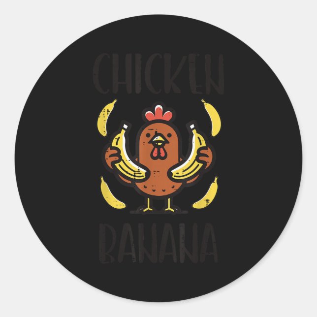 Sticker Rond Banane de poulet mignonne Chanson Danse Fruit Enfa (Devant)