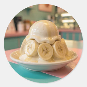 Sticker Rond Banane en résine Sundae   Boutique de glace rétro