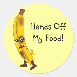 Sticker Rond Banane "Hands Off My Food" personnalisable