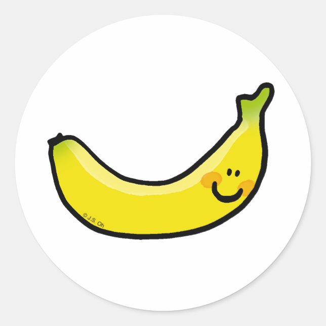 Sticker Rond Banane jaune amusante (Devant)