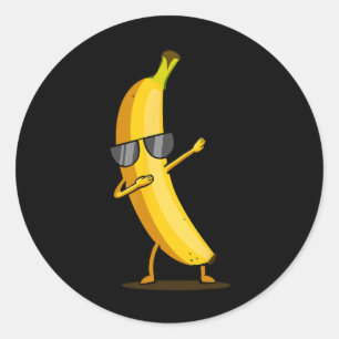Sticker Rond Banane jaune Dabbing - Dab Funky Dancing Fruit