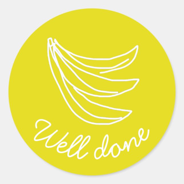 Sticker Rond Banane joyeuse jaune funky bien fait enseignement (Devant)