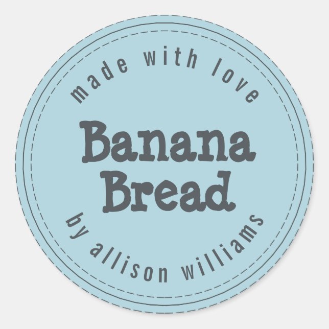 Sticker Rond Banane maison moderne bleu pain (Devant)