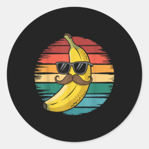 Sticker Rond Banane Rétro Design Pour Hommes Garçons Fruits Tro