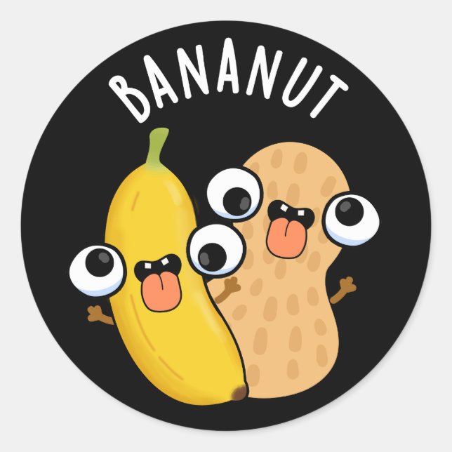 Sticker Rond Bananut Funny Fruit Banana Pun Dark BG (Devant)