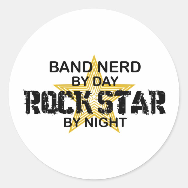 Sticker Rond Band Nerd Rock Star by Night (Devant)