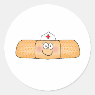 Sticker Rond Bandage d'aide de la bande Whimsicla avec infirmiè