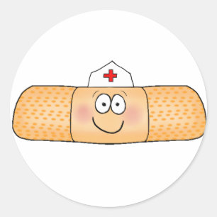 Sticker Rond Bandage d'aide de la bande Whimsicla avec infirmiè