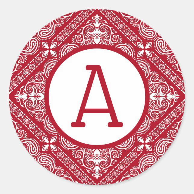 Sticker Rond Bandana rouge Personnaliser (Devant)