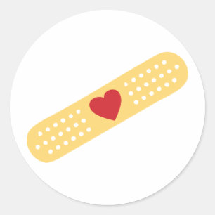 Sticker Rond Bande-Aide avec un coeur rouge