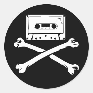 Sticker Rond Bande & Crossbones Musique Pirate Piracy Accueil T