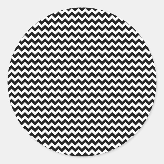 Sticker Rond Bande de Chevron noir et blanc (Devant)