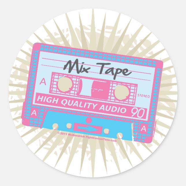 Sticker Rond Bande de mixage des années 80 (Devant)