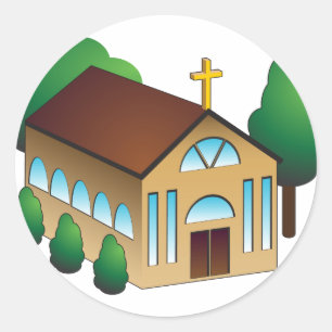 Sticker Rond Bande dessinée chrétienne d'église