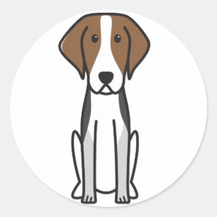 Sticker Rond Bande dessinée de chien de fox-hound américain