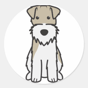 Sticker Rond Bande dessinée de chien de Fox Terrier de fil