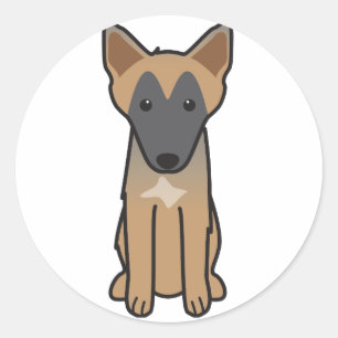 Sticker Rond Bande dessinée de chien de Malinois de Belge