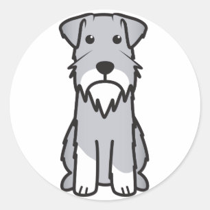 Sticker Rond Bande dessinée de chien de Schnauzer miniature