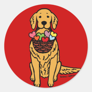 Sticker Rond Bande dessinée de golden retriever