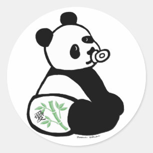 Sticker Rond Bande dessinée de panda de bébé
