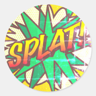 Sticker Rond Bande dessinée de pop art amusante rétro SPLAT