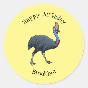 Sticker Rond Bande dessinée d'oiseau joyeux