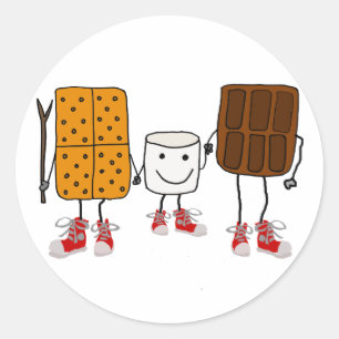 Sticker Rond Bande dessinée drôle de caractères de Smores