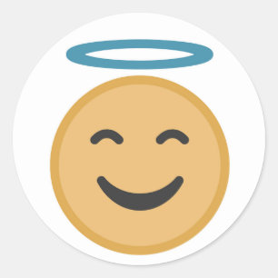 Sticker Rond Bande dessinée drôle d'Emoji d'ange