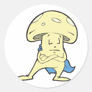 Sticker Rond bande dessinée du champignon des champignons des s