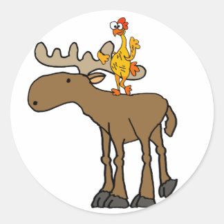 Sticker Rond Bande dessinée en caoutchouc drôle d'orignaux