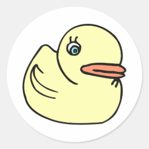 Sticker Rond Bande dessinée jaune de canard dessinée