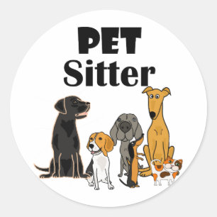 Sticker Rond Bande dessinée mignonne de chien et de chat de