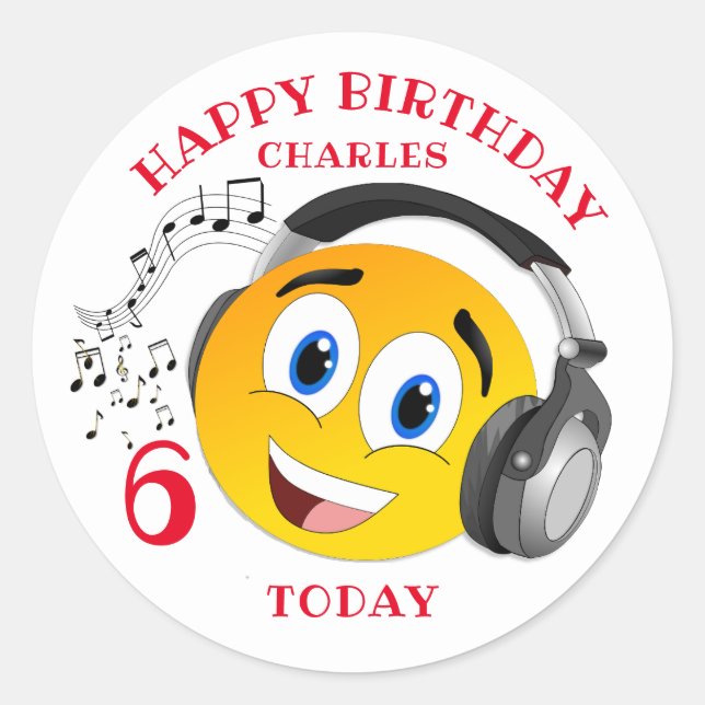 Sticker Rond Bande dessinée personnalisée Emoji Enfants âge Ann (Devant)