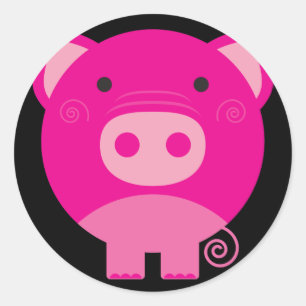 Sticker Rond Bande dessinée ronde mignonne de porc
