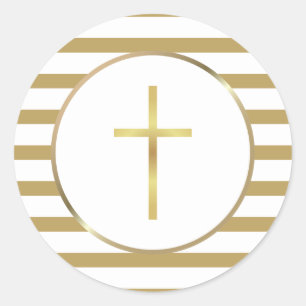 Sticker Rond Bande élégante Simple Gold Cross