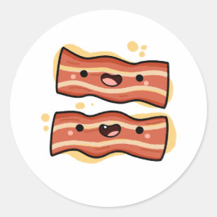 Sticker Rond Bandes de Bacon Cute Kawaii