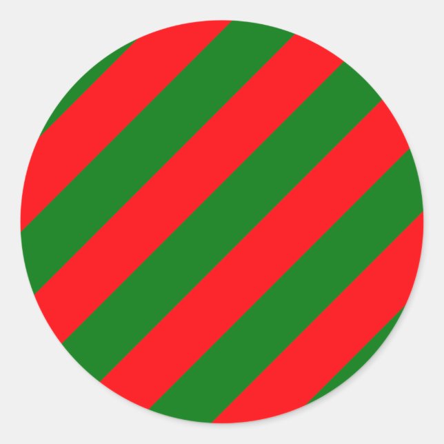 Sticker Rond Bandes de canne à canne rouge et verte de Noël (Devant)