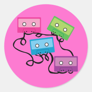 Sticker Rond Bandes de cassettes colorées